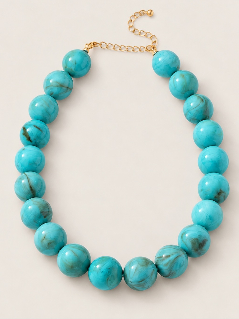 New! Turquoise Blue Marbled Beaded Statement NWOT